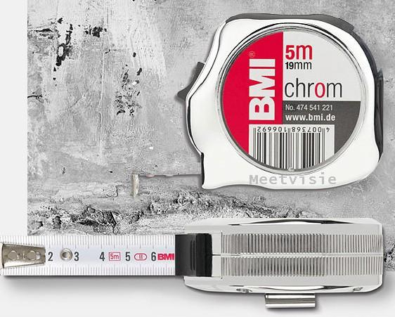 Rolmeter BMI, chrom 3m - Meetvisie bouw meetgereedschap ook verkoop regio Doetinchem en Zutphen