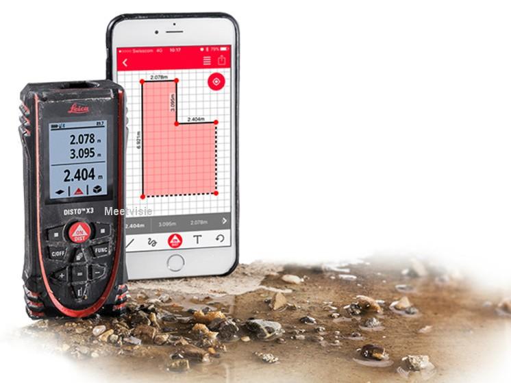 Leica Disto X3  Laserafstandsmeter - Meetvisie verkoop, service en reparatie ook regio Brabant, Tilburg, Den Bosch, Eindhoven, en Helmond.